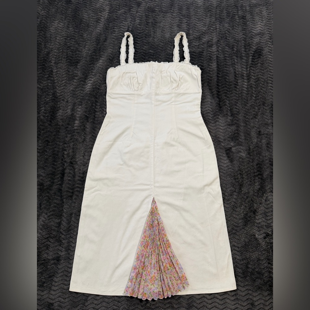 RED Valentino Cream Midi Dress with Floral Detail size 8/10 US